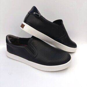 NEW Dr. Scholl's (8.5) Madison Black Slip-On Sneakers Flats Faux Lizard Reptile